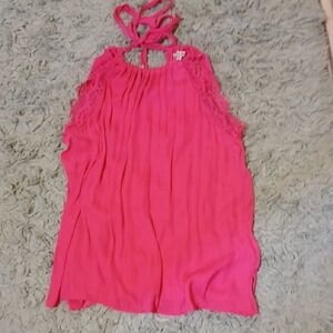 Naked Zebra Vibrant Pink Lace Halter Top